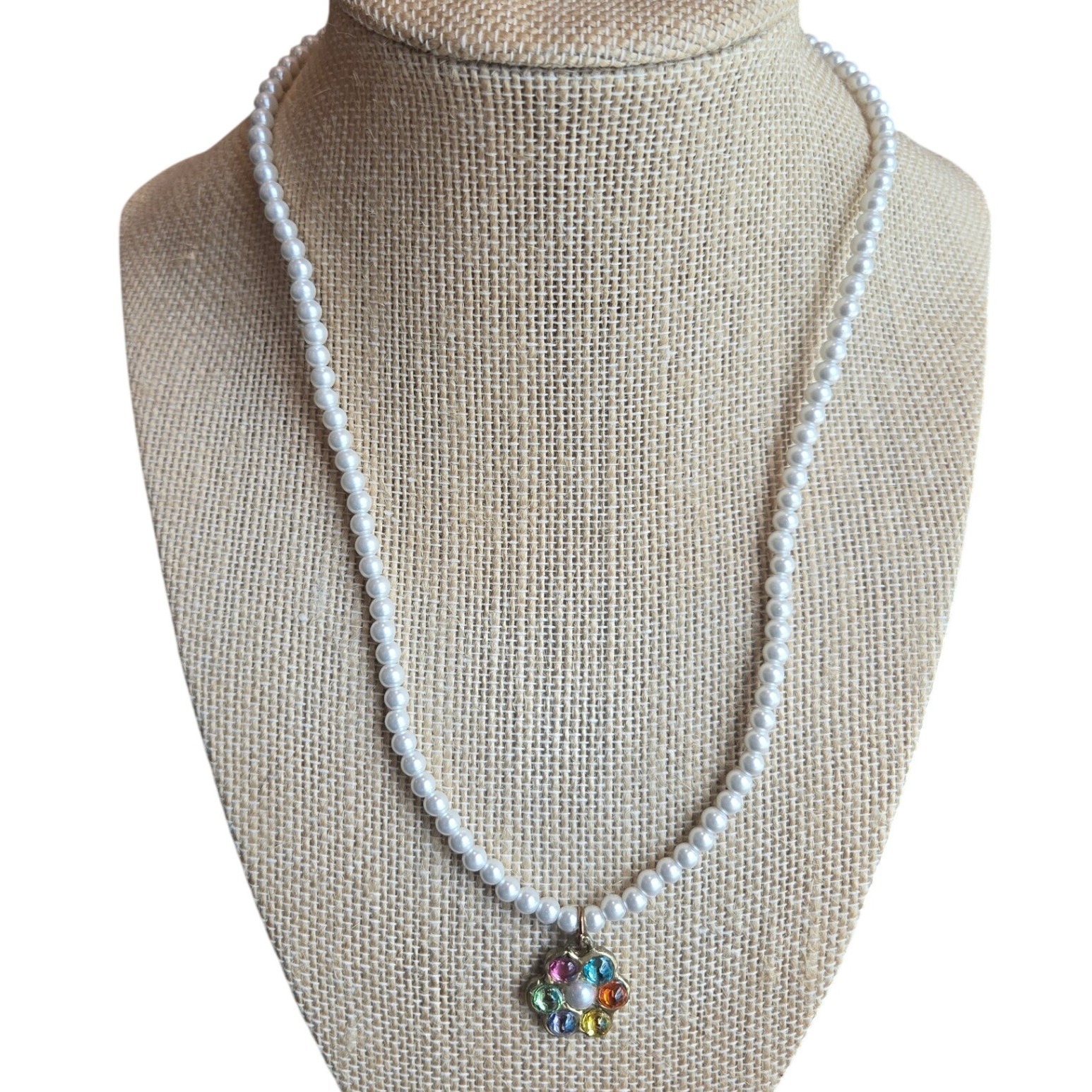 Susan Alexandra Necklace Earring Set Pearl Flower Rhinestone Colorful Whimsical — image 3 of 6